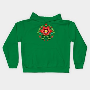 Norwegian Rosemaling Flower Folk Art Ornament Kids Hoodie